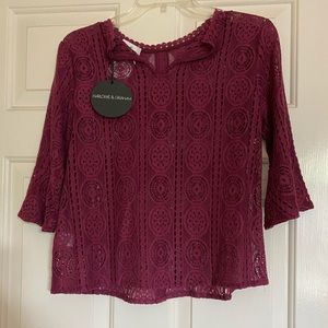 Burgundy Cut out Blouse